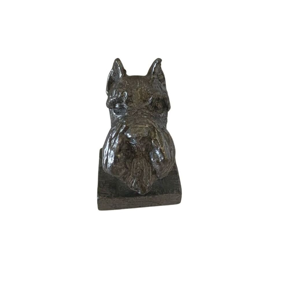 VTG Austin Productions 1975 Metal Terrier Bust Paperweight Figurine